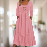 Areba - Entspanntes langes Kleid – Rosa
