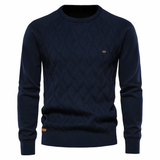 Strickpullover mit Rautenmuster für Männer - Adam – Marineblau