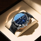 Zeitgenössische Luxus-Armbanduhr – Silber Blau