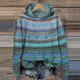 Anja™ - Gemütlicher Ethno-Pullover – Blau