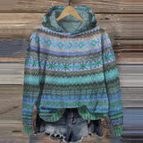 Linde | Retro-inspirierter Pullover mit Kapuze – Blau