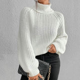 Damen Rollkragenpullover mit Lockerer Passform | Langarm – Weiß