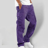 Felix - farbenfrohe herren-cargohose in dunkelgrau – Lila