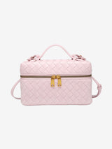 Juliette Polierte Strukturierte Woven Handtasche Aus Veganem Leder Mit Abnehmbarem Tragegurt – Rosa