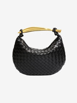 Bianca Luxe Strukturierte Woven Tasche Mit Goldfarbenem Griff Und Schulterriemen – Schwarz