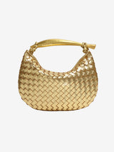 Bianca Luxe Strukturierte Woven Tasche Mit Goldfarbenem Griff Und Schulterriemen – Gold