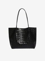 Lila Woven Everyday Tote Bag Aus Premium Veganleder Mit Passendem Kosmetiktäschchen – Schwarz