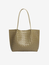 Lila Woven Everyday Tote Bag Aus Premium Veganleder Mit Passendem Kosmetiktäschchen – Grau