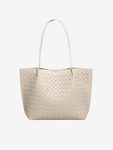 Lila Woven Everyday Tote Bag Aus Premium Veganleder Mit Passendem Kosmetiktäschchen – Off White