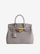 Colette Strukturierte Petite Lock Tasche Aus Premium Veganleder Mit Abnehmbarem Schulterriemen – Grau