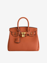 Colette Strukturierte Petite Lock Tasche Aus Premium Veganleder Mit Abnehmbarem Schulterriemen – Kamel