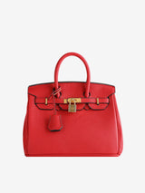 Colette Strukturierte Petite Lock Tasche Aus Premium Veganleder Mit Abnehmbarem Schulterriemen – Rot