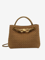 Malia | Kompakte Texturierte Woven Crossbody Tasche Aus Veganem Wildleder – Kamel