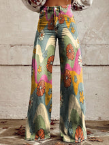 Cathleen - Weite Damenhose mit weitem Bein – Wellen & Blumen