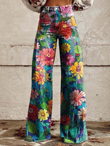Cathleen - Weite Damenhose mit weitem Bein – Gänseblümchen