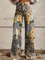Cathleen - Weite Damenhose mit weitem Bein – Leoparden