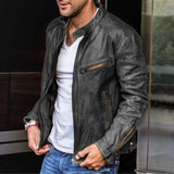 Elegante und wetterfeste lederjacke – azlan – Schwarz