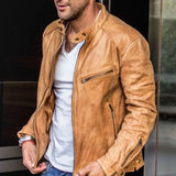 Elegante und wetterfeste lederjacke – azlan – Beige