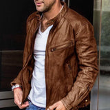 Elegante und wetterfeste lederjacke – azlan – Braun