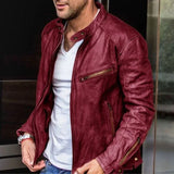 Elegante und wetterfeste lederjacke – azlan – Rot