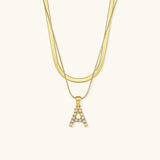 Fiona Lagenweise Gold Initial Buchstaben Halskette – Gelbgold