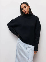 Lässiger Strickpullover -OLIVIA – Schwarz