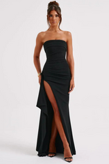 Abendkleid Mit Hohem Schlitz - Anna – Schwarz