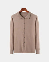 Adam | Herren Polo-Strickjacke – Gestrickte Polo Cardigan Herren – Camel