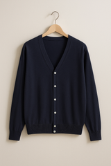 Adam Strickjacke mit V-Ausschnitt und Knöpfen – Marineblau