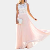 Damen Rosa Ärmellos Maxi Hochzeitsgast Kleid – Rosa
