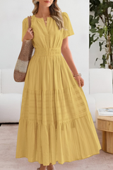 Damen Boho Breeze Midi Kleid – Gelb
