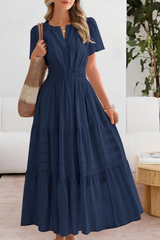 Damen Boho Breeze Midi Kleid – Marineblau
