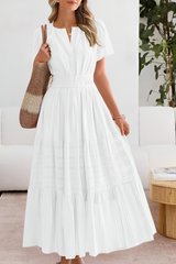 Damen Boho Breeze Midi Kleid – Weiß