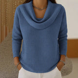 Danela – Eleganter Pullover Mit Wasserfallausschnitt – Blau