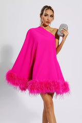 Ailani | Festliches Minikleid mit Federn – rosa