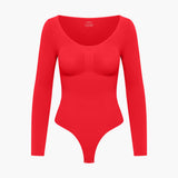 Damen Body | langärmelig mit durchgehender Fläche und Rückenöffnung – Rot