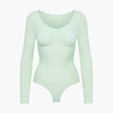 Damen Body | langärmelig mit durchgehender Fläche und Rückenöffnung – Grün