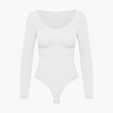 Damen Body | langärmelig mit durchgehender Fläche und Rückenöffnung – Weiß