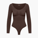 Damen Body | langärmelig mit durchgehender Fläche und Rückenöffnung – Braun