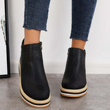 Alma | Reißverschluss Stiefelette mit modernem Plateau – Schwarz