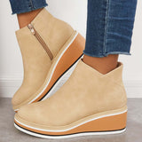 Alma | Reißverschluss Stiefelette mit modernem Plateau – Khaki