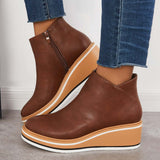 Alma | Reißverschluss Stiefelette mit modernem Plateau – Kaffee