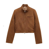Amalia Kurzjacke Stehkragen – Braun