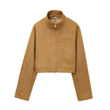 Amalia Kurzjacke Stehkragen – Khaki