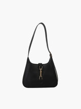 Klassische Schultertasche aus Echtleder – Schwarz