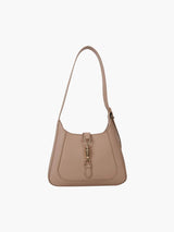 Klassische Schultertasche aus Echtleder – Beige