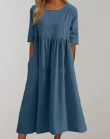 Diella – Kleid aus Baumwollleinen – Blau