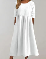 Brisa – Locker sitzendes Baumwollkleid – Weiß