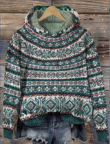Amelia | Stylischer Hoodie mit Norwegermotiv – Dunkelgrün