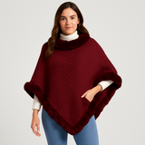 Amelinde | Herbst & Winter Pullover Schal Cape Mantel – Purpurrot